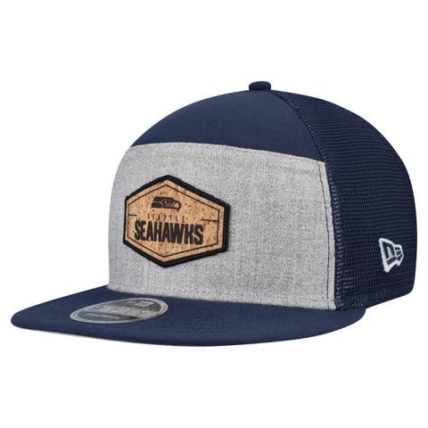 Men's New Era  Gray/Navy Seattle Seahawks Cork Split Panel 9FIFTY Trucker Snapback Hat