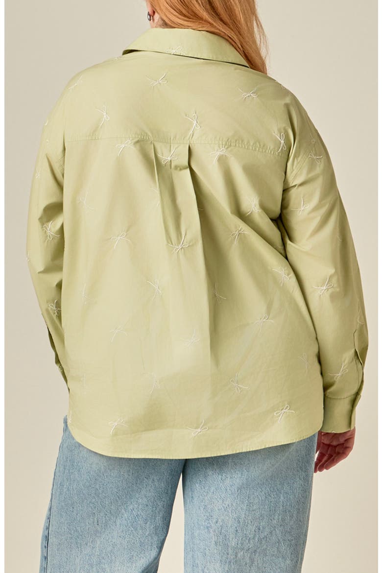 Bow-Embroidered Shirt, Alternate, color, SAGE