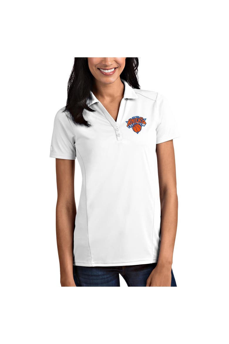 Women's Antigua White New York Knicks Tribute Polo, Main, color, White