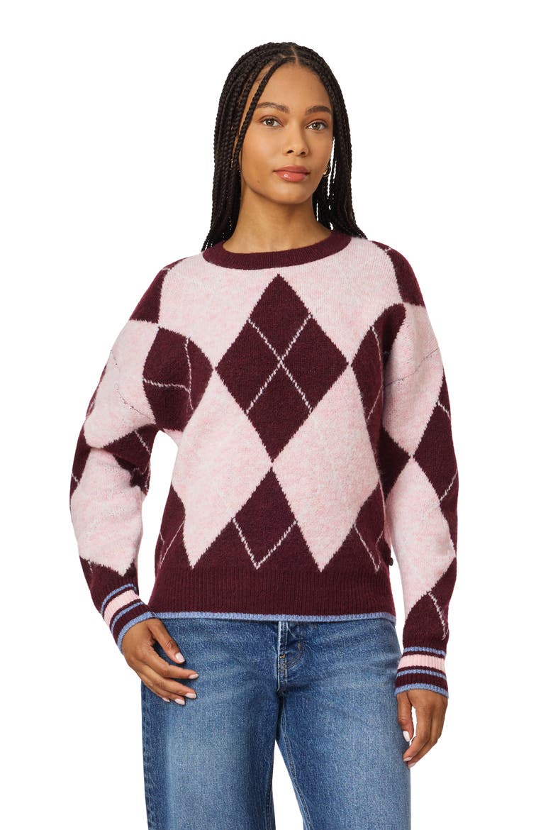 Crewneck Pullover Sweater, Alternate, color, FIG/ ROSE DUST HEATHE