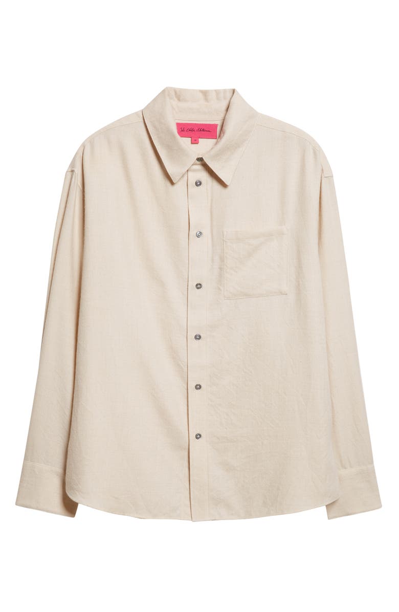 The Elder Statesman Pashimina Wool & Cashmere Button-Up Shirt, Alternate, color, Moth