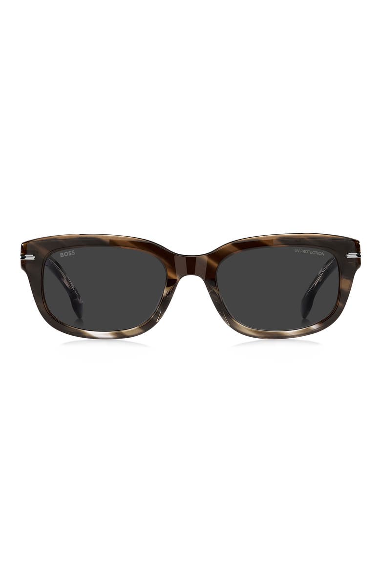 53mm Rectangular Sunglasses, Main, color, BROWN SHADED GREY