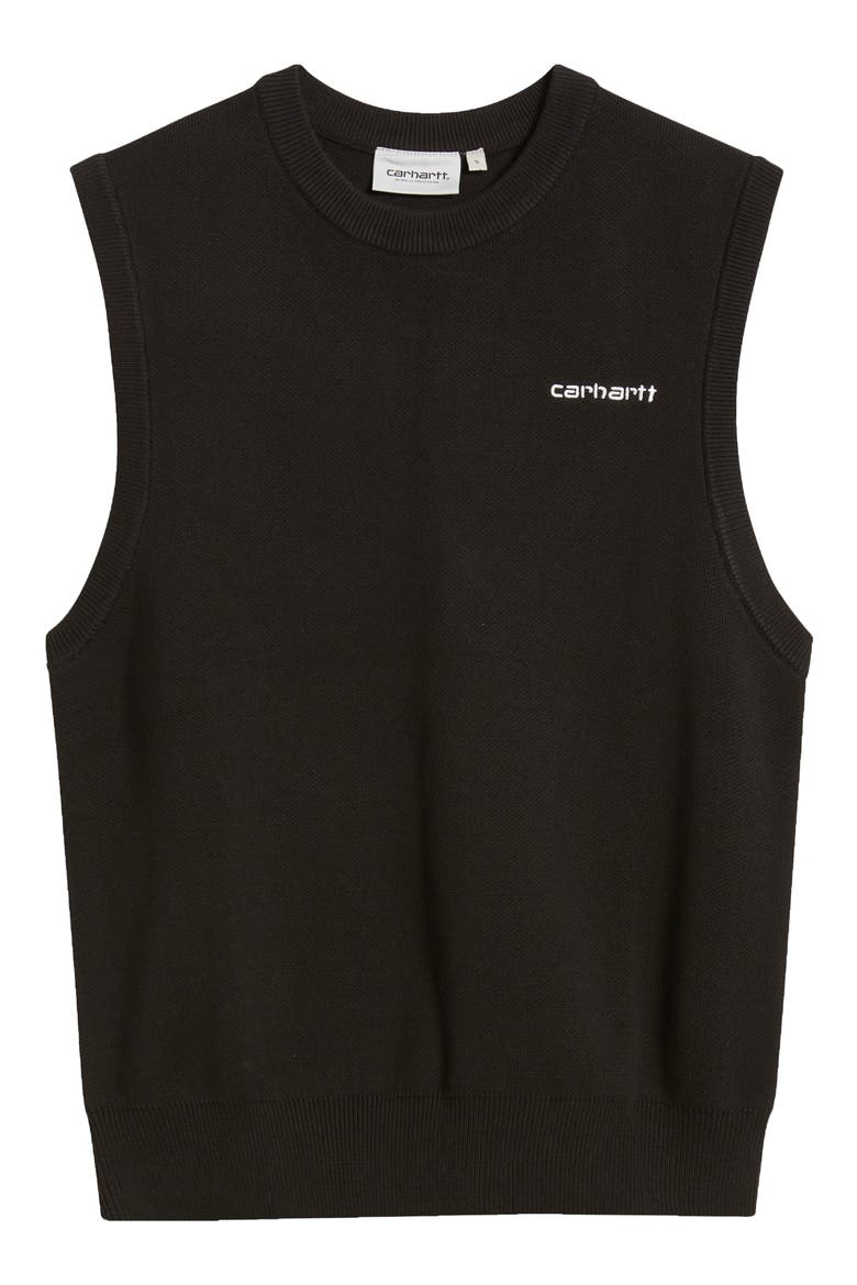 Logo Embroidered Cotton Sweater Vest, Alternate, color, BLACK / WHITE