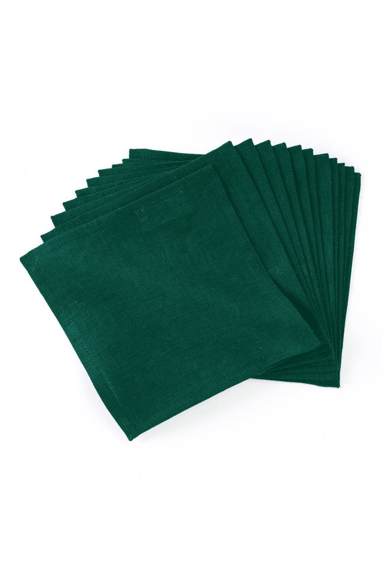 Linen Cocktail Napkins Set of 12, 6 x 6" - Fete, Main, color, Rainforest