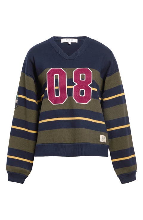 Mina Stripe Novelty Cotton & Cashmere Sweater