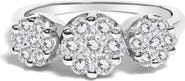 Haus of Brilliance 14K White Gold 1 1/4 Cttw Diamond Three Cluster Engagement Ring