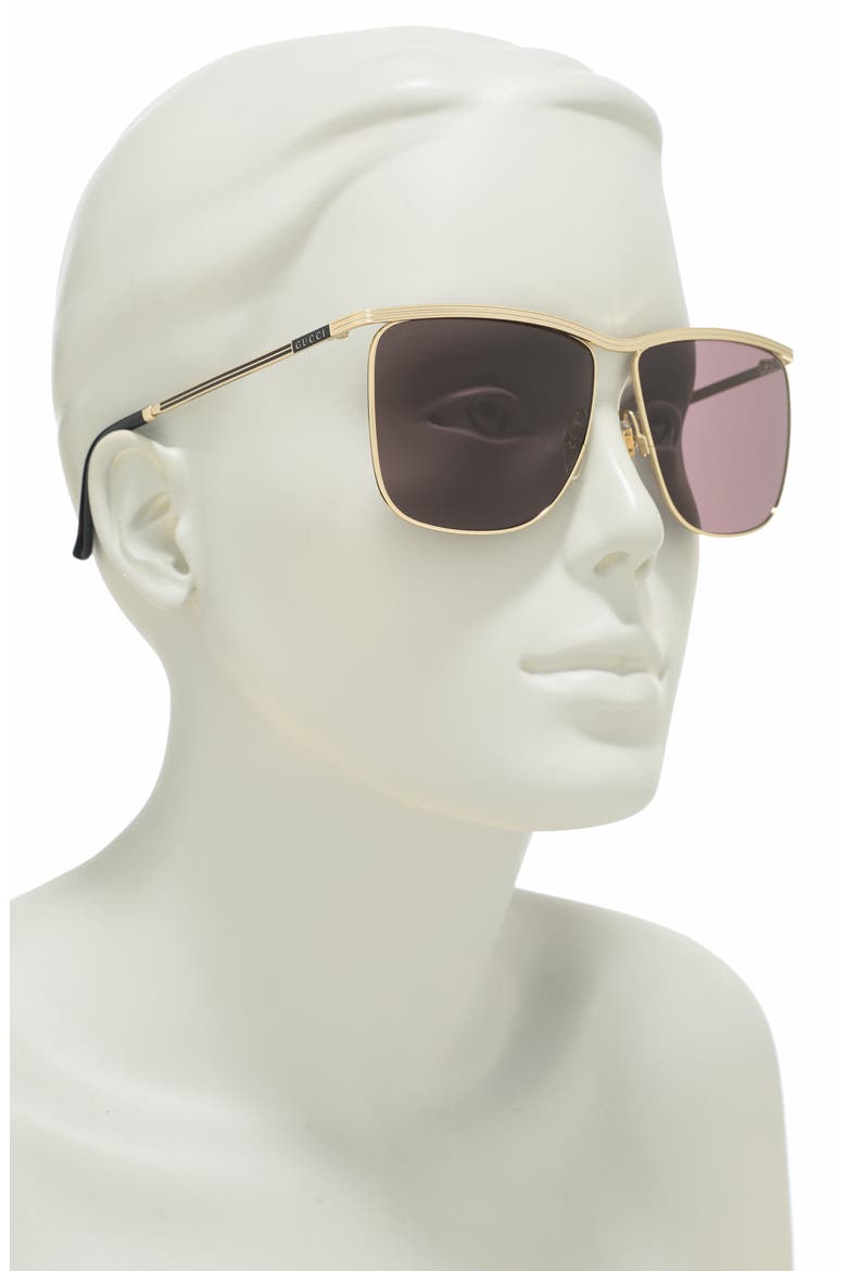 62mm Square Top Sunglasses, Alternate, color, GOLD