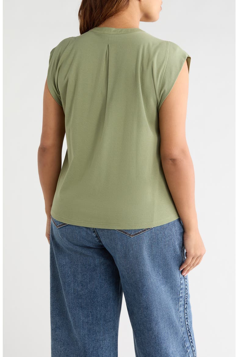 Lace Trim Mix Media Top, Alternate, color, BASIL