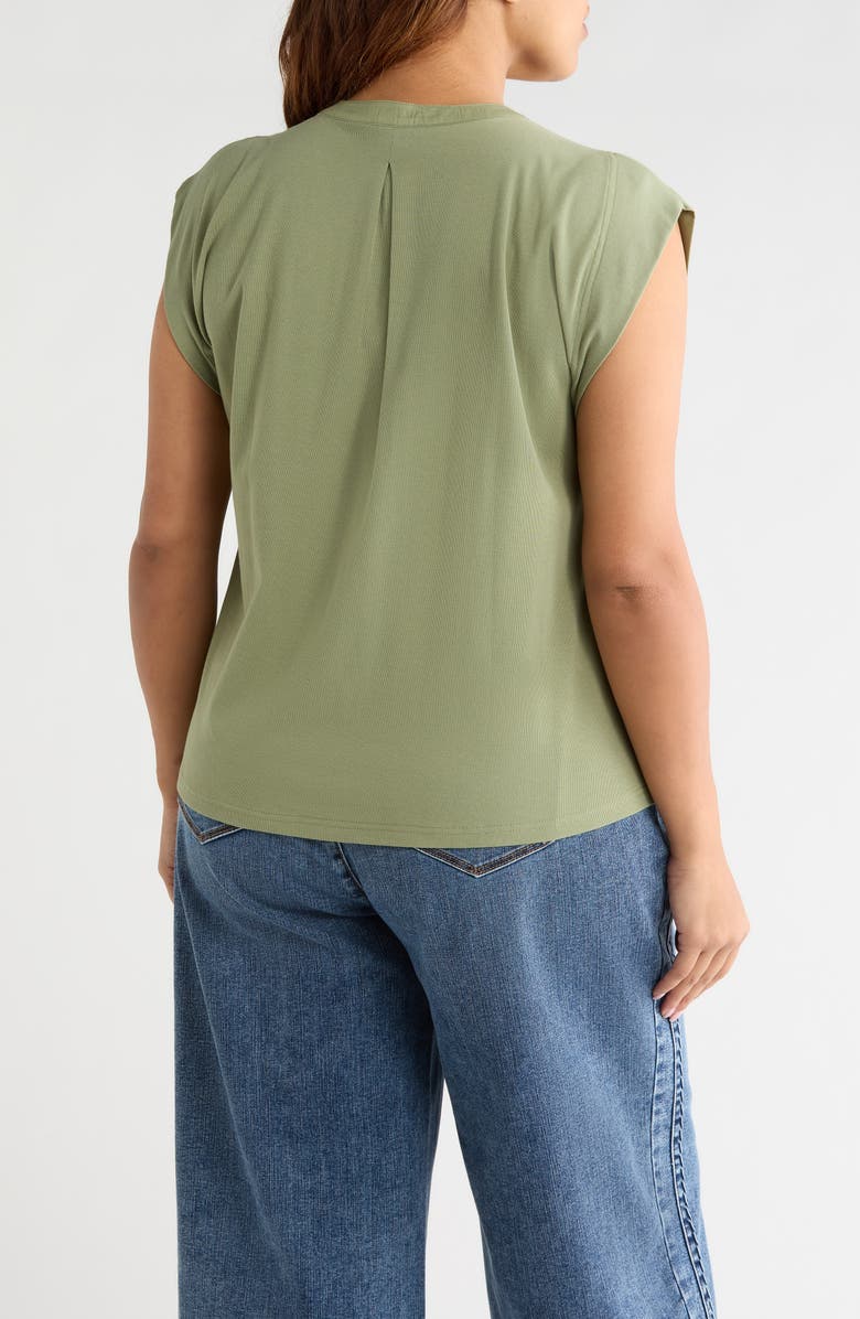 Wit & Wisdom Lace Trim Mix Media Top, Alternate, color, Basil