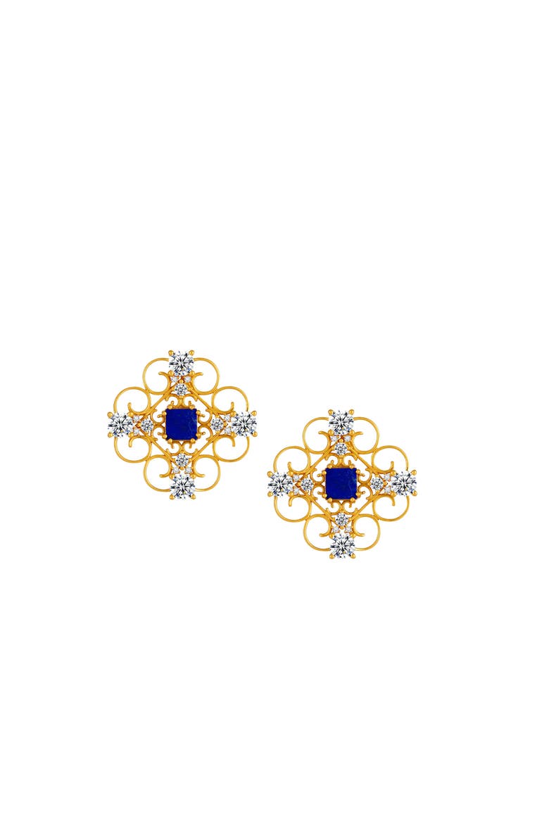 Orchid Dream Earrings, Main, color, Blue & Gold