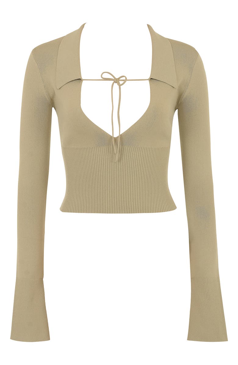 HOUSE OF CB Marianne V-Neck Crop Sweater, Alternate, color, Camel