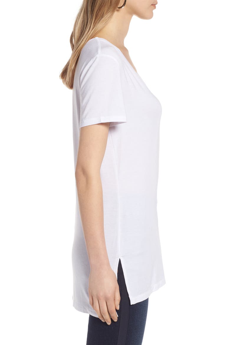 V-Neck Tunic T-Shirt, Alternate, color, WHITE