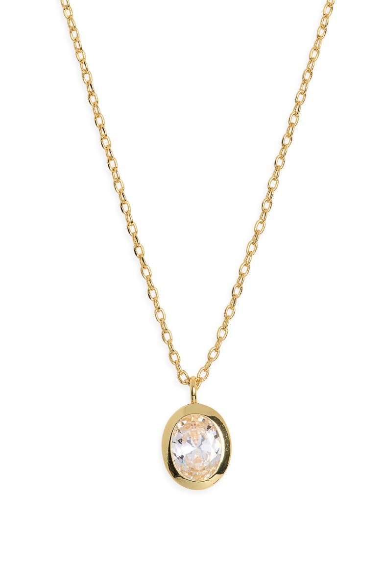 Oval Crystal Pendant Necklace, Alternate, color, GOLD