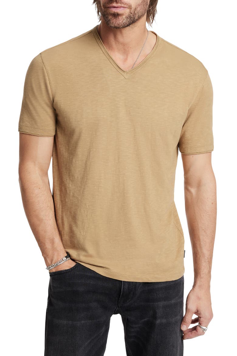 Miles Slub V-Neck T-Shirt, Main, color, CAMEL