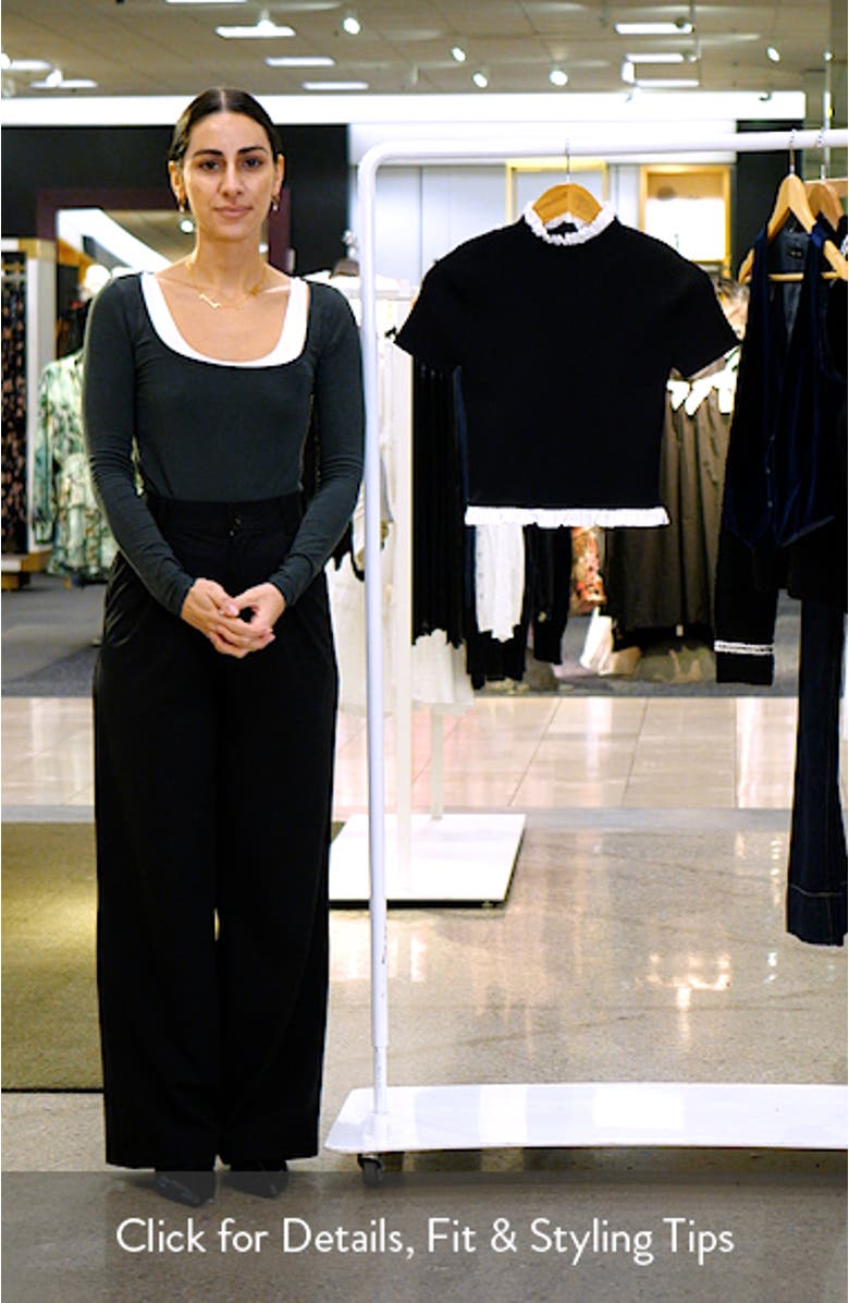 Contrast Ruffle Rib Knit Crop Top, sales video thumbnail