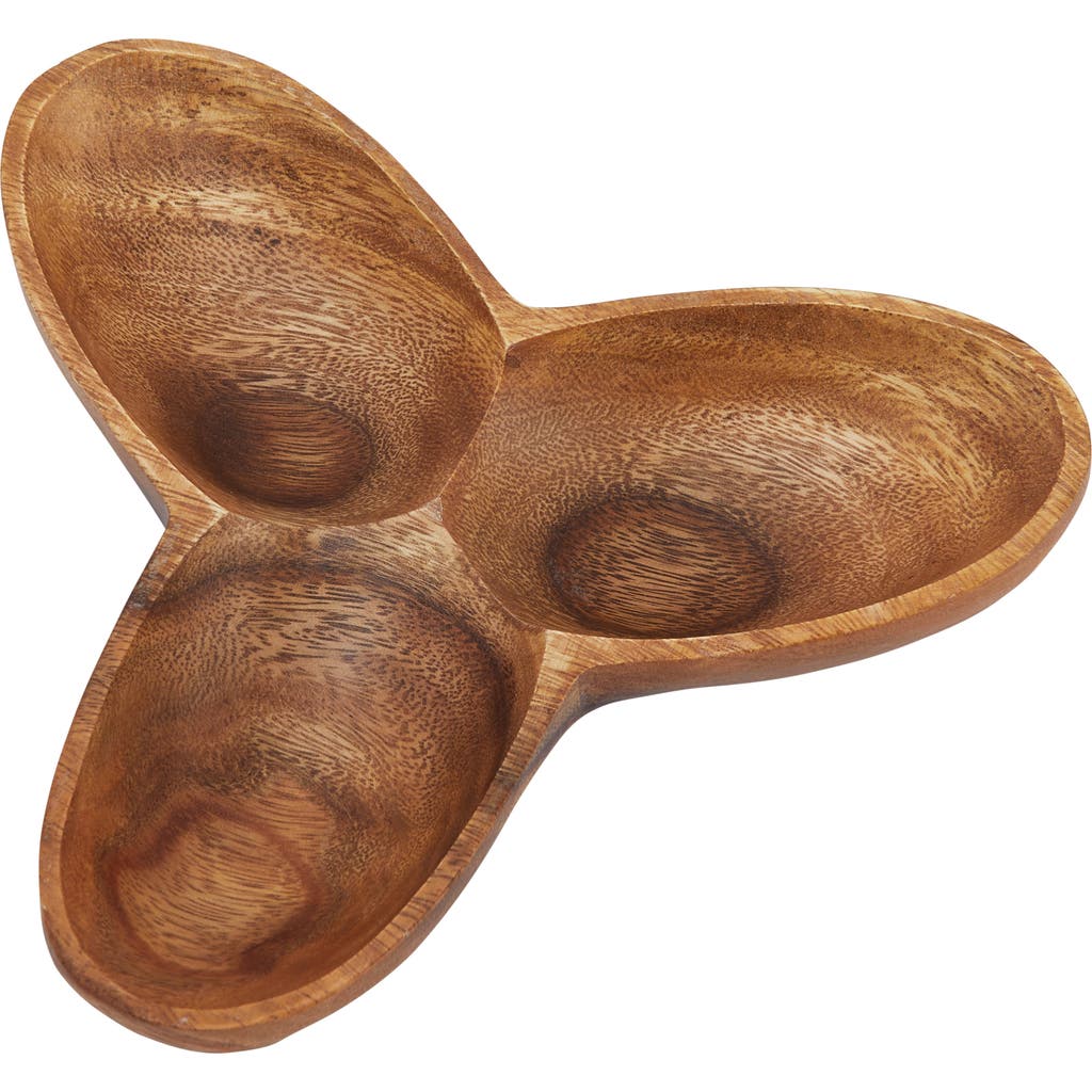 Storied Home Modern Acacia Wood Appetizer Bowl With 3 Compartments In Brown