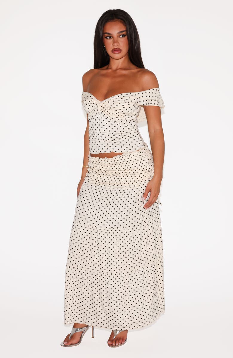 Tiger Mist Denali Polka Dot Tiered Maxi Skirt, Alternate, color, White Polka Dot