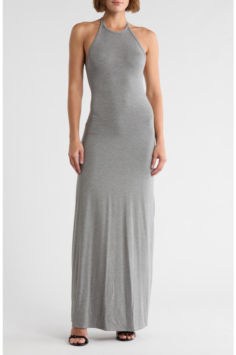 Halter Maxi Dress, Main, color, CHARCOAL