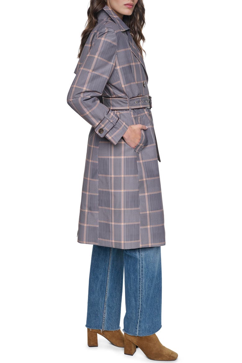 Plaid Double Breasted Trench Coat, Alternate, color, MULTI