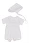 Bib Front Christening Romper and Bonnet Set