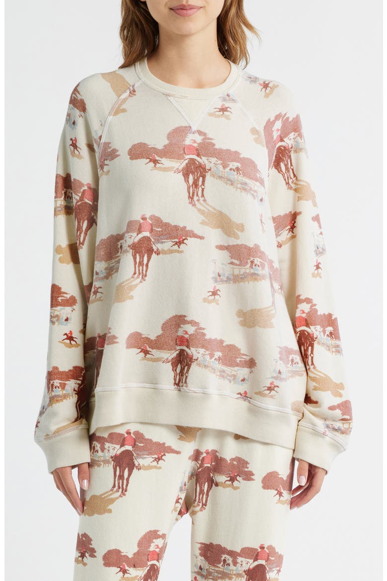 The Slouch Crewneck Sweatshirt, Main, color, RIDING HORSES PRINT