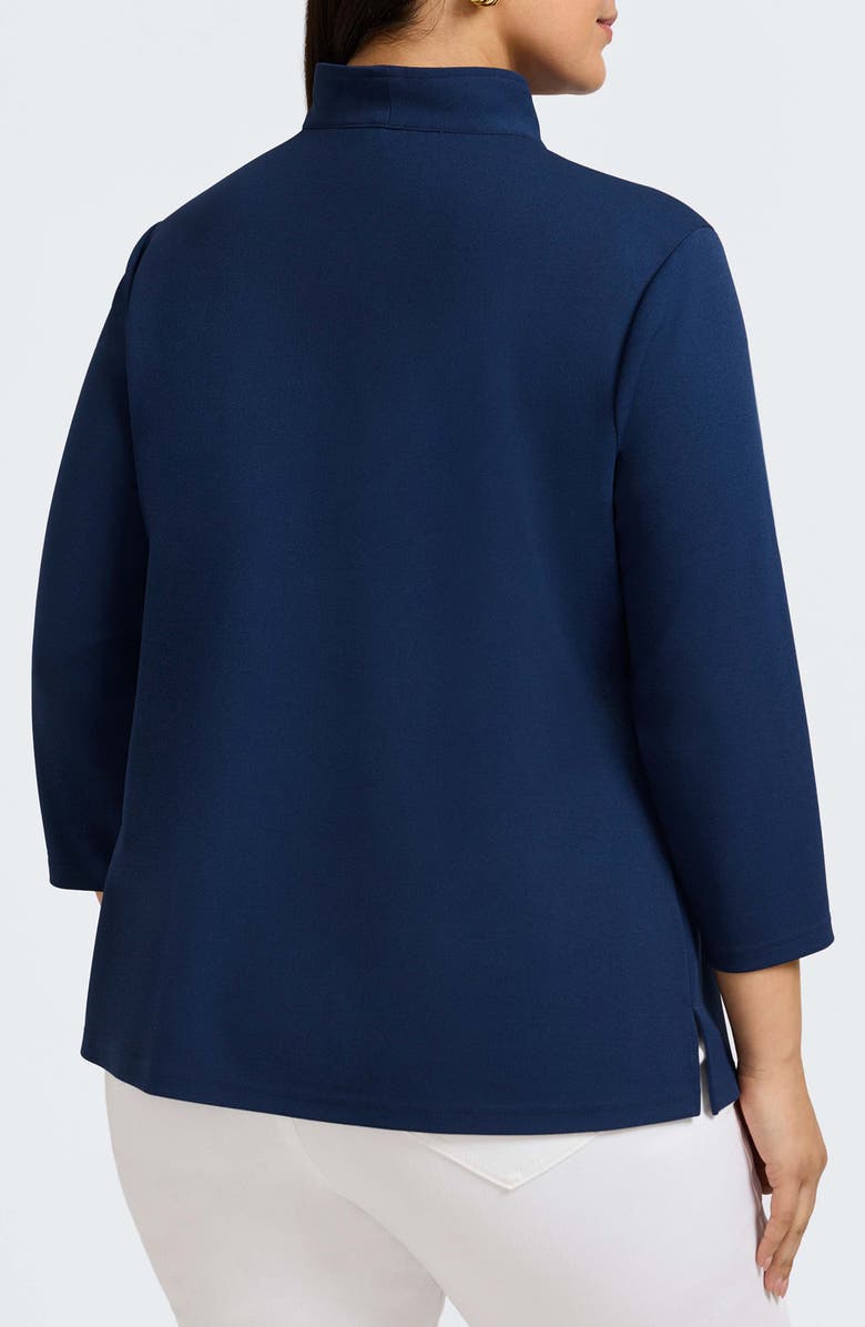 Foxcroft Tammy Crepe Top, Alternate, color, Navy