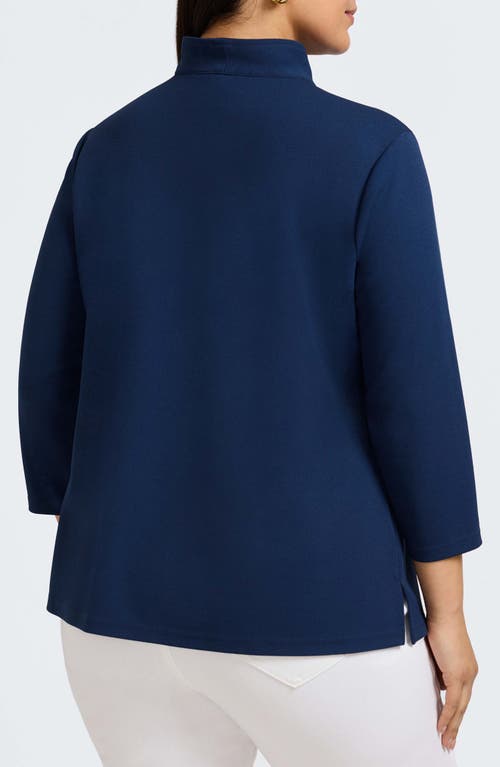 Foxcroft Tammy Crepe Top In Navy