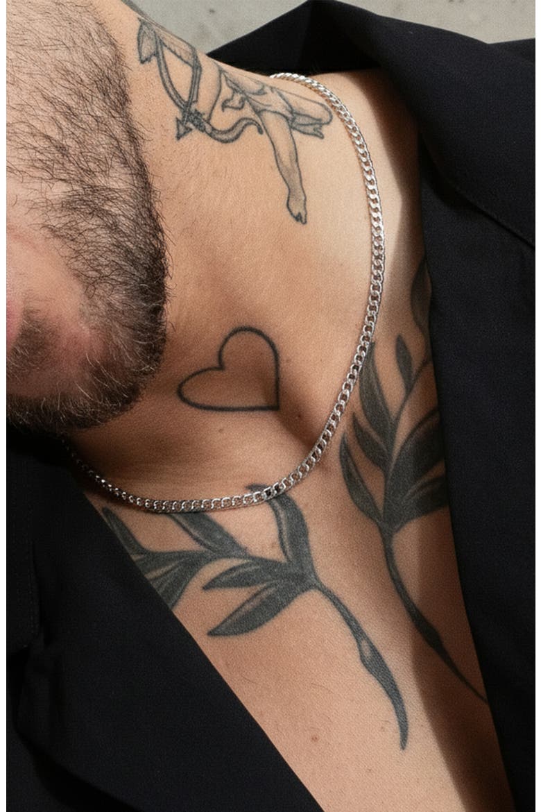Curb Chain Necklace, Alternate, color, Silver