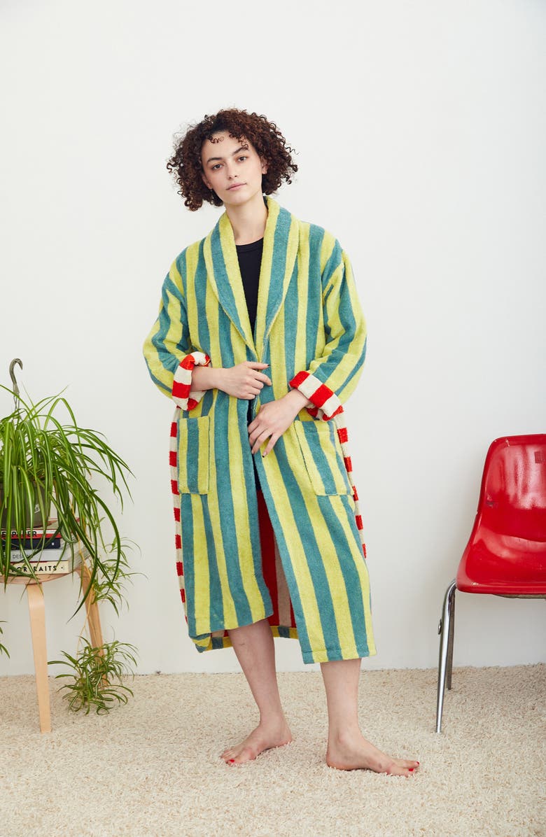 Dusen Dusen Stripe Terry Bathrobe, Alternate, color,