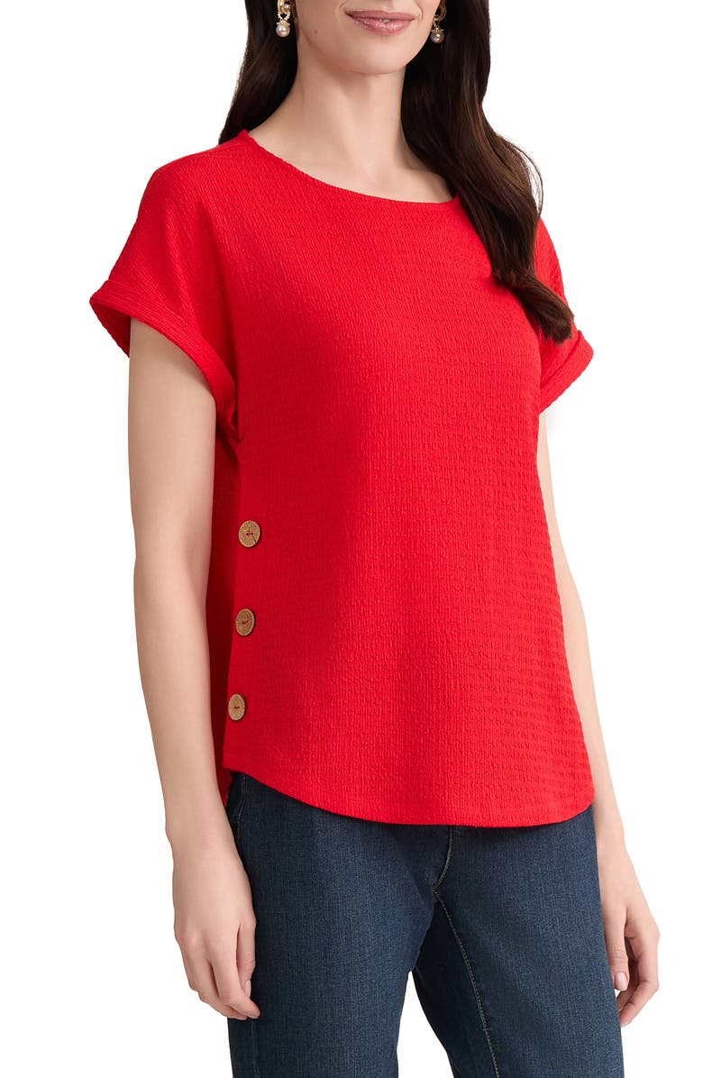 Jones New York Textured Button Detail Top, Alternate, color, Rouge