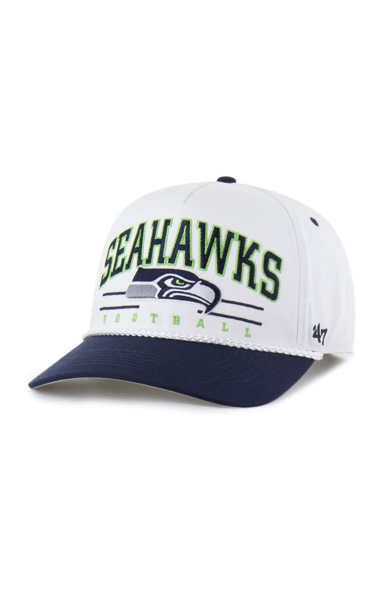 '47 Men's '47 White/College Navy Seattle Seahawks Roscoe Two-Toned Hitch Adjustable Hat, Main, color, White
