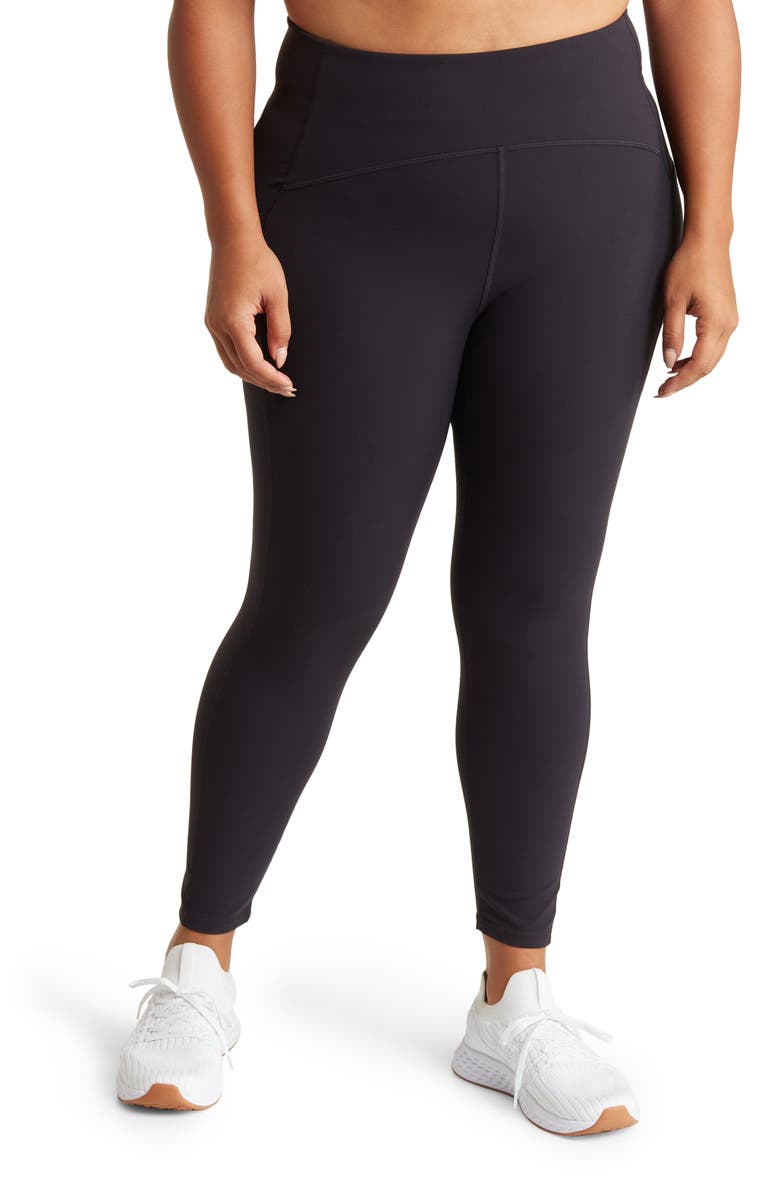 Zella Studio Luxe High Waist Pocket Leggings, Main, color, Black