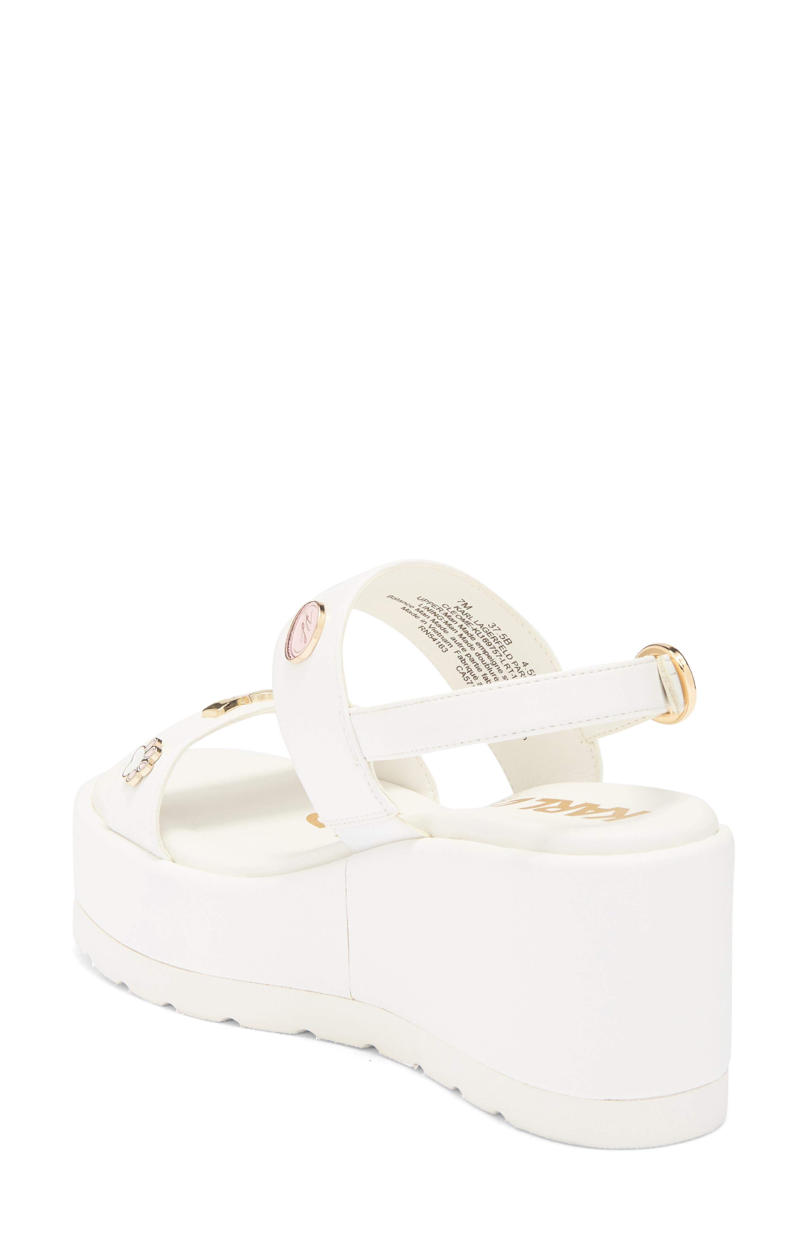 KARL LAGERFELD PARIS Cleome Slingback Platform Wedge Sandal, Alternate, color, Bright White