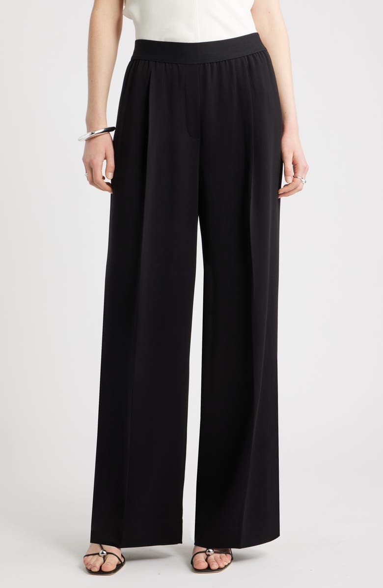 Nordstrom Pleat Front Pull-On Pants, Main, color, Black