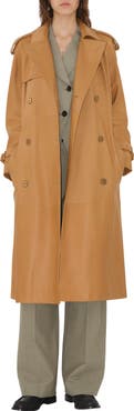 Burberry Long Leather Castleford Trench Coat