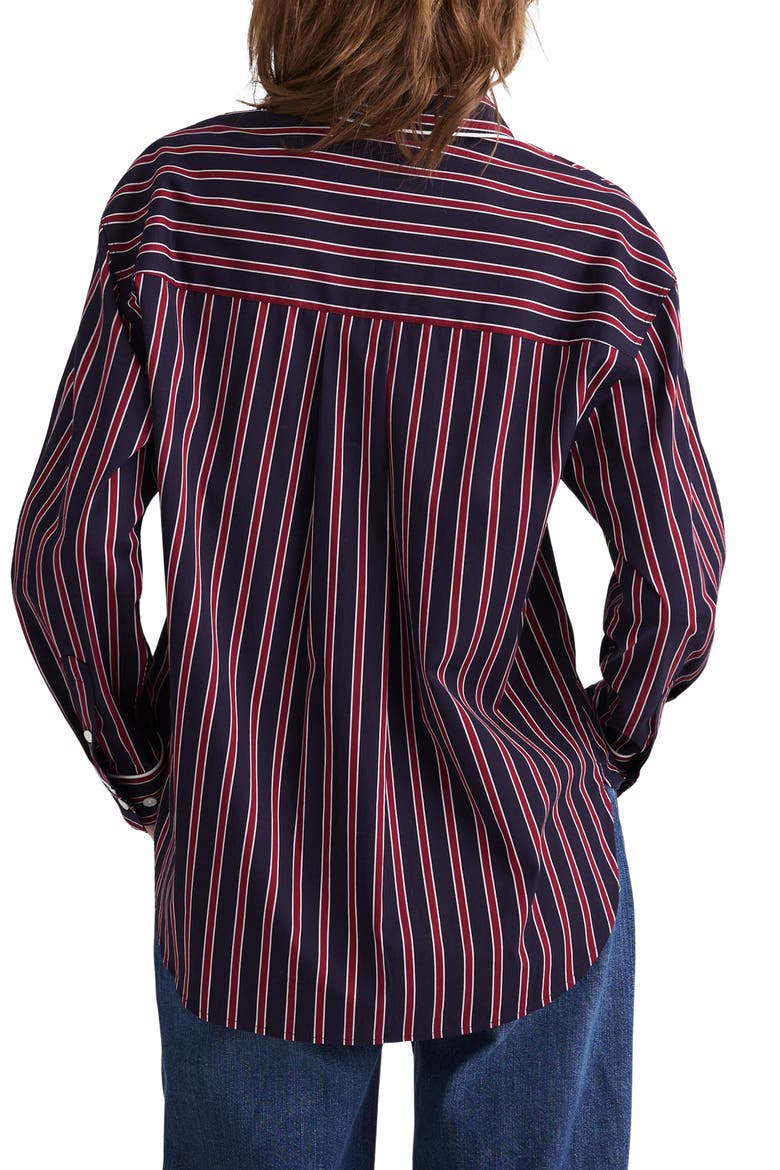 Stripe Poplin Long Button-Up Shirt, Alternate, color, RED NAVY STRIPE