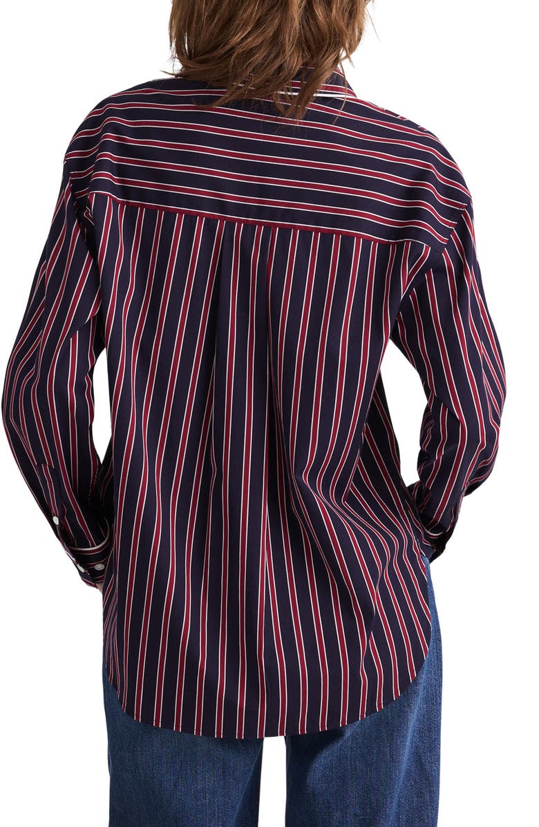 Stripe Poplin Long Button-Up Shirt