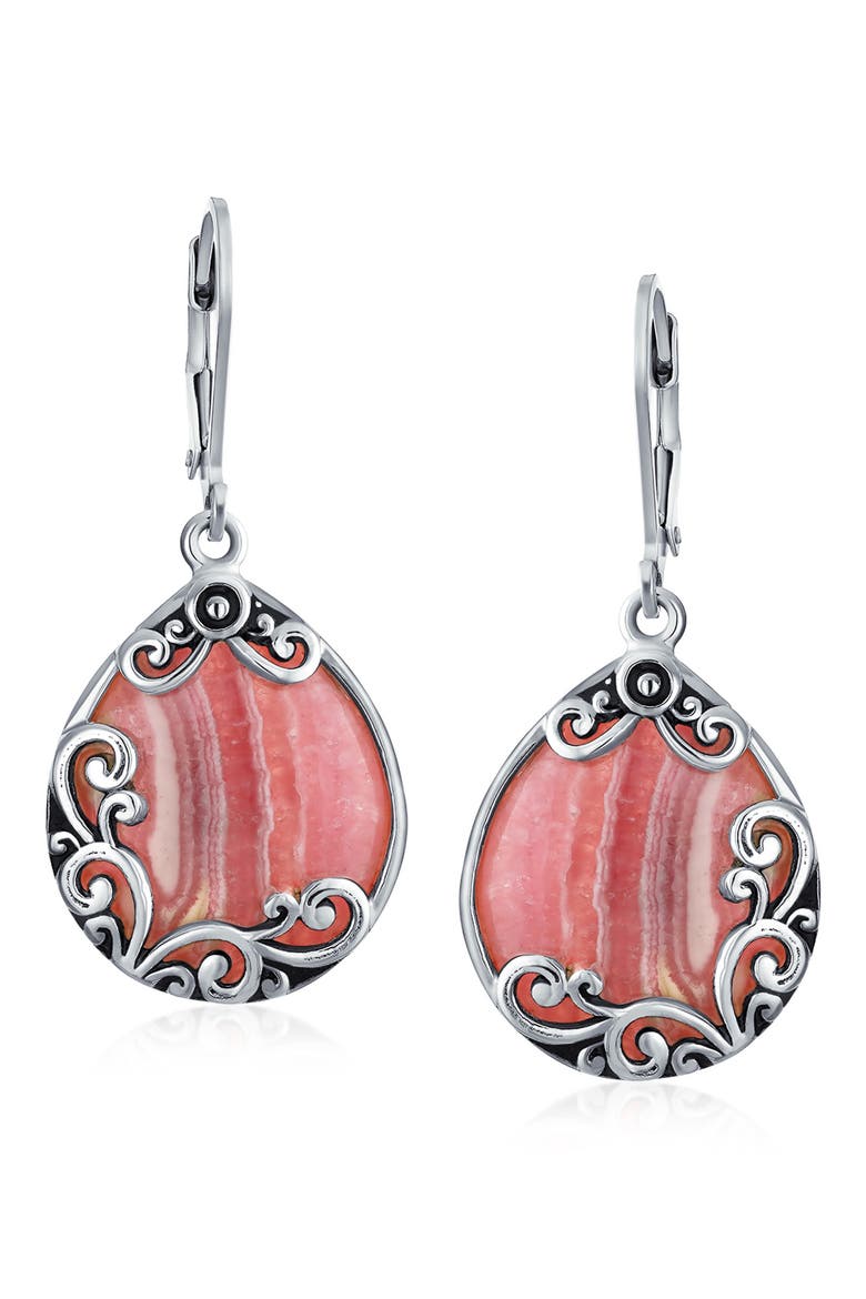 Sterling Silver Teardrop Earrings, Main, color, PINK