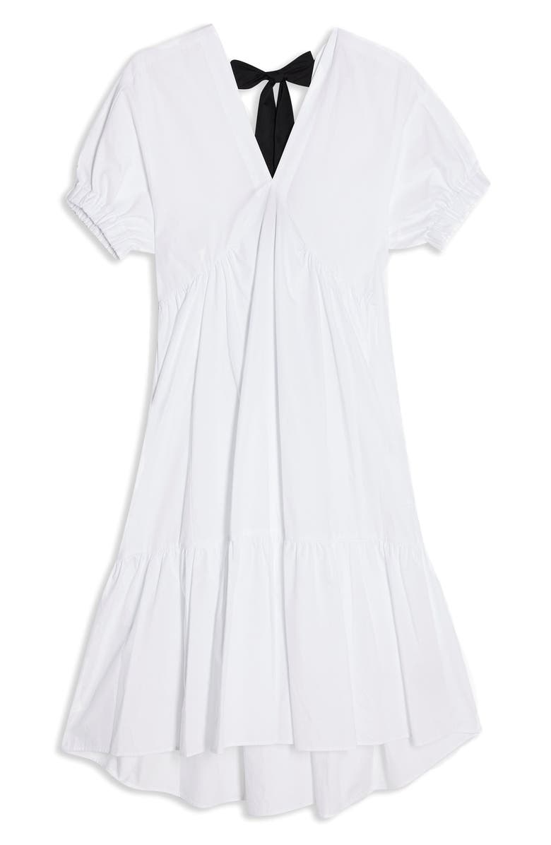 Topshop Poplin Bow Midi Dress, Alternate, color,