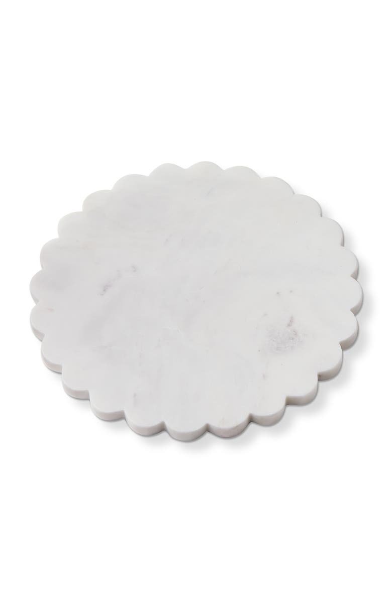 tag Scalloped Round Marble Board White Marble Everyday, Main, color, White