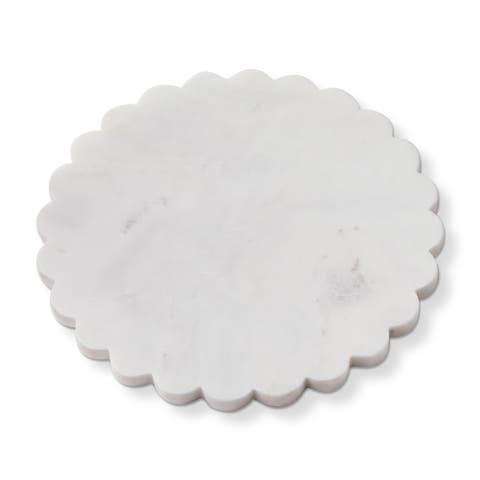 Scalloped Round Marble Board White Marble Everyday