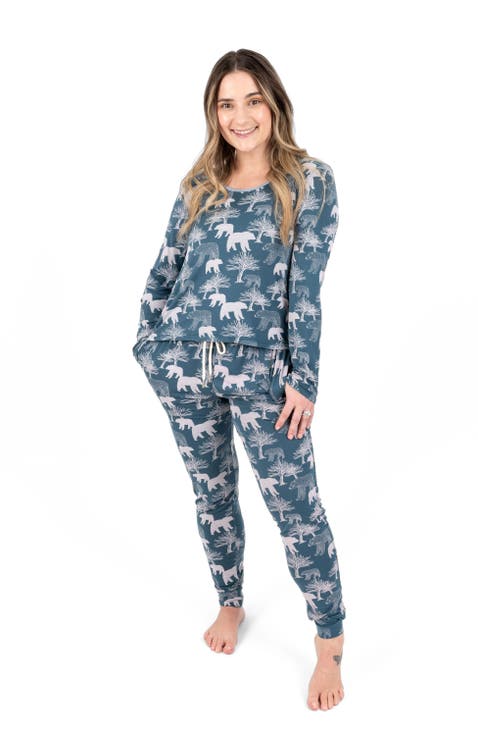 Women's Viscose Matching Family Holiday Pajamas, Reindeer & Polar Bear Prints