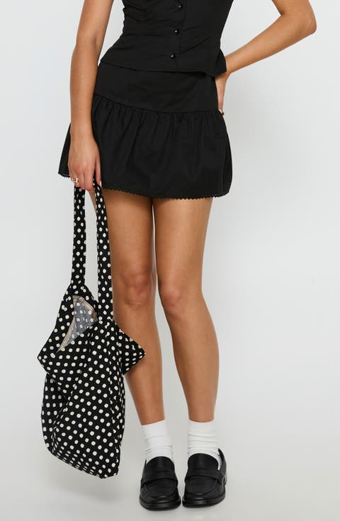 Sweet Treat Shirred Organic Cotton Button-Up Shirt 
Miniskirt Set