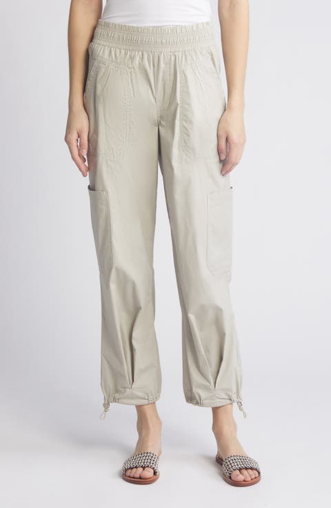 'Ab'Leisure Skyrise Pull-On Straight Leg Poplin Cargo Pants