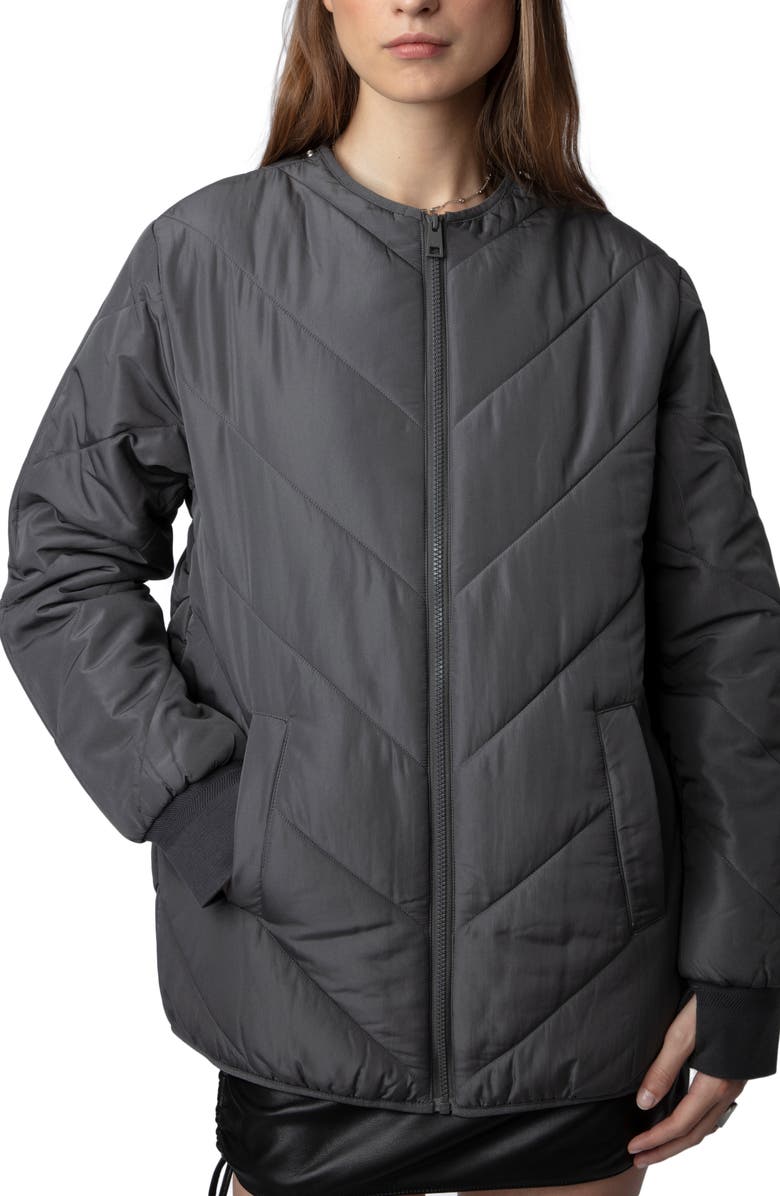 Zadig & Voltaire Kidea Quilted Jacket with Removable Faux Fur Collar, Alternate, color,