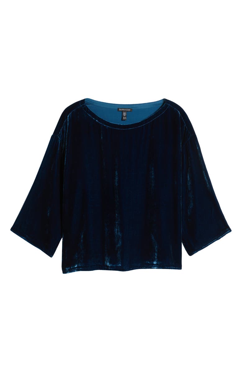 Eileen Fisher Boxy Velvet Top, Alternate, color, Atlantis