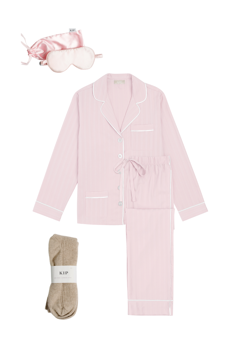 Premium Cotton Long Pajama Gift Set, Main, color, Pink Peony