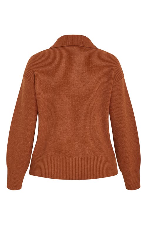 City Chic Opal Spread Collar Sweater In Orange