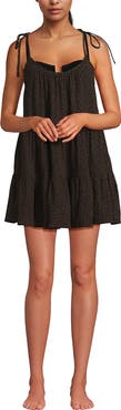 Lands' End Cotton Gauze Metallic Tiered Mini Cover-up Dress