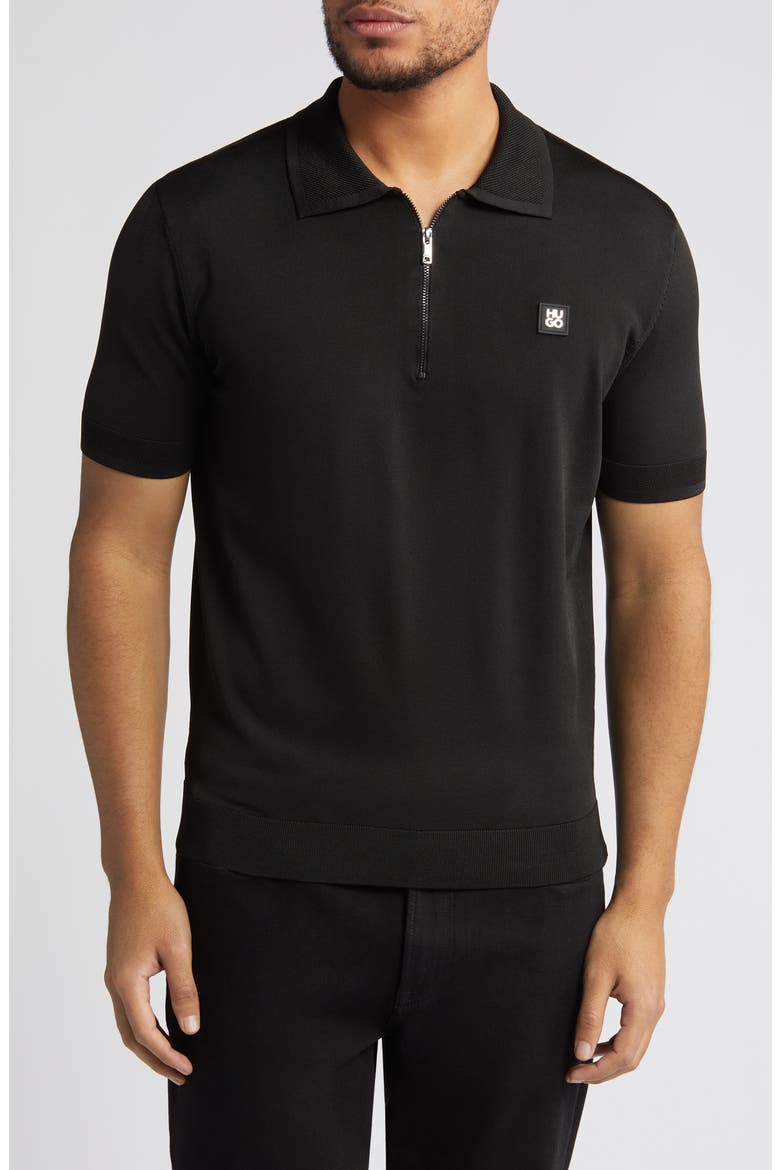 Sayfong Quarter Zip Sweater Polo, Main, color, BLACK